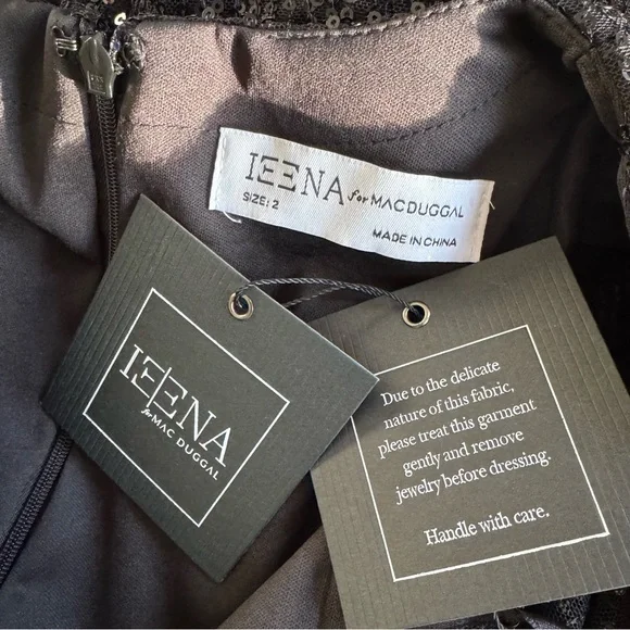 Mac Duggal Ieena Long Sleeve Wide-Leg Sequin Jumpsuit NWT in Black 2 - Picture 12 of 16